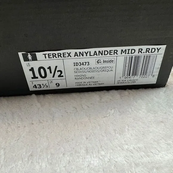Adidas Terrex Anylander MI 10.5 All Black Women's Hiking Sneaker Rain Ready - Picture 15 of 15